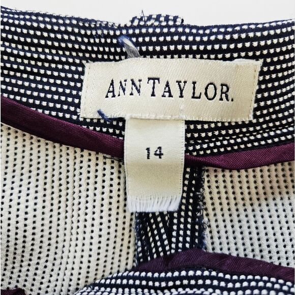 Vintage Ann Taylor Checked High Waisted Pleated Wide Leg Relaxed Trouser Pant 14 - Picture 5 of 11